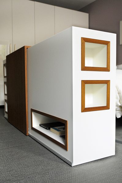 room divider tv-meubel tv-kast met lift slaapkamer mobiele room divider maatwerk meubels meubelmakers Utrecht mooi ruim